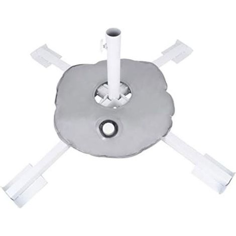 Pied de parasol pliable avec sac à eau pour la plage, la pêche, la terrasse, en acier réglable, pour bâtons de 2 cm à 3,6 cm jusqu'à 3,2 m de haut (blanc) (1/5)