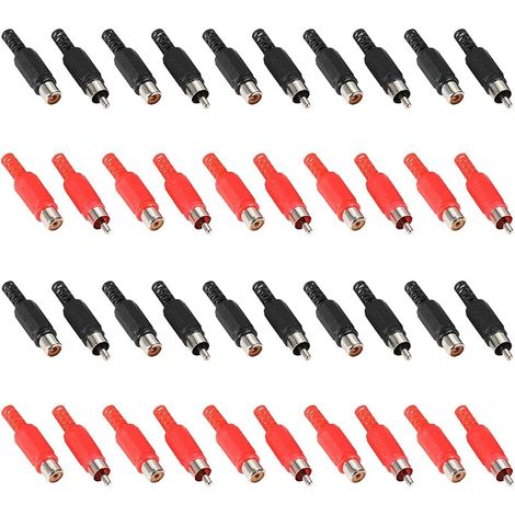 40 Pcs Adaptateur de prise RCA à souder, connecteur audio vidéo de remplacement, prise RCA mâle et femelle (1/5)
