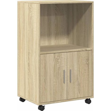 Armoire à roulettes multifonctionnelle grand espace de rangement 55 x 40 x 91 cm en bois d'ingénierie chêne sonoma (1/5)