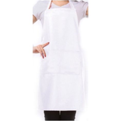 Grembiule con pettorina e tasche, misto cotone e poliestere spesso, per cucina/ristorante (bianco)