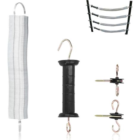 Farming Kit Poignée Et Ressort Portillon, Poignées De Portail Isolées pour Clôture électrique Ensemble De Poignées De Portail à Ressort pour Clôture Pâturages (1/5)