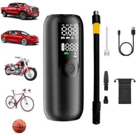 Gonfleur Pneus Voiture,150PSI Pompe a Velo,Compresseur Air Portatif pour Voiture, Vlo, Arrt Automatique avec Valve (1/5)