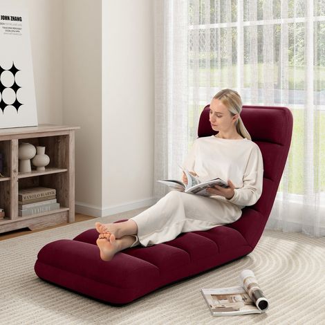 Fauteuil relax pliable réglable 5 positions faux daim salon bureau rouge CW3753 Maison Chic (1/2)