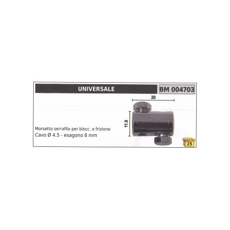 Drahtseilklemme UNIVERSAL für Brems- und Kupplungsseil Ø  4,5 mm Sechskant 8 mm