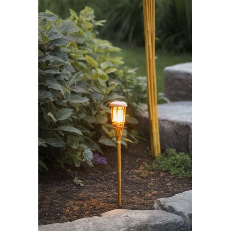 SKLUM LED-Solar-Fackel fr den Auenbereich aus Bambus Tasya 55 cm