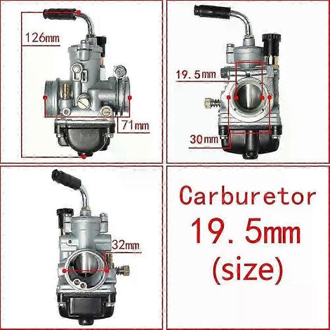 Carburateur pour moto Dellorto PHBG AD17,5 mm/AD19,5 mm/AD21 mm 50 cm³/70 cm³/90 cm³ 2/4 temps, starter manuel, scooter, cyclomoteur
