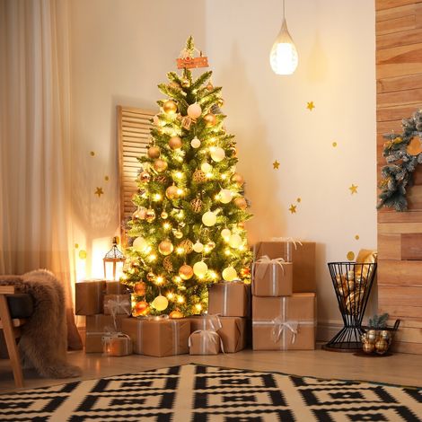 Sapin de Noël artificiel étroit avec lumières LED 150 cm (1/5)