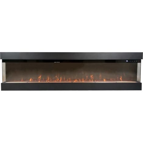 Camino Elettrico da Parete o Incasso Velar 182x20x48 cm Effetto Fiamma Telecomando in MDF Nero Opaco (1/5)