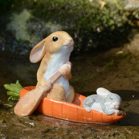 1 Collection Quotidienne Décorations de Pâques pour la maison Figurines de lapins mignons Ornements miniatures pour table Jardin féérique Thanksgiving (1/5)
