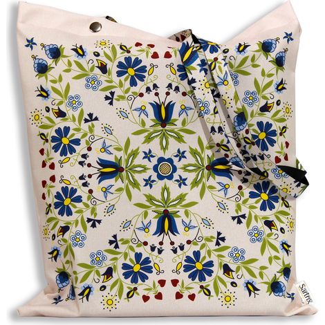 Borsa popolare kashubiana con girasoli, impregnata, beige (1/5)