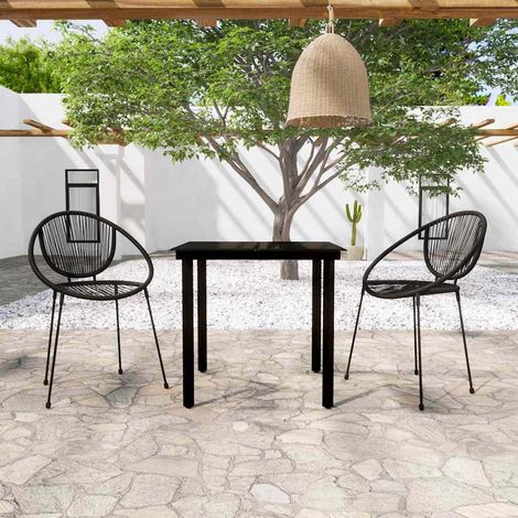 vidaXL 3 Piece Garden Dining Set Black (1/5)