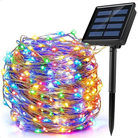 GABRIELLE Guirlande Lumineuse Solaire Extérieur, 200 LED 8 Modes 22M Décoration Lumineuse Solaire Noël IP65 Imperméable Lampe Solaire Exterieur pour Jardin,Balcon,Terrasse, Mariage,Fête (Multicolore)- (1/4)