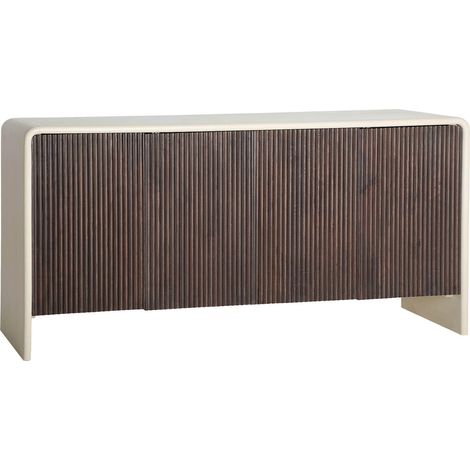 Buffet contemporain en bois de manguier et mdf beige - Brun manguier et beige doux (1/5)