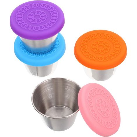 Tazze per salse, tazze per spezie con coperchio, tazze per salse per uso domestico, accessori da cucina per feste, confezione da quattro (1/5)