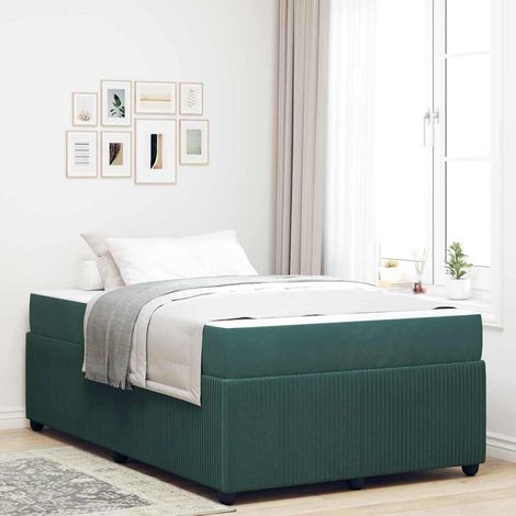 vidaXL Cadre de lit avec matelas Vert foncé 120 x 190 cm tissu (1/5)