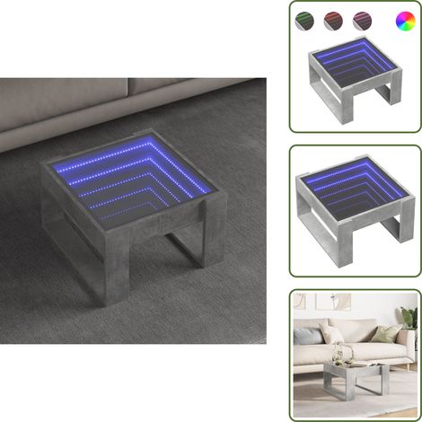 Couchtisch mit Infinity-LED Betongrau 50x53x30 cm - Couchtisch - Couchtische - Beistelltisch - Sofatisch (1/5)