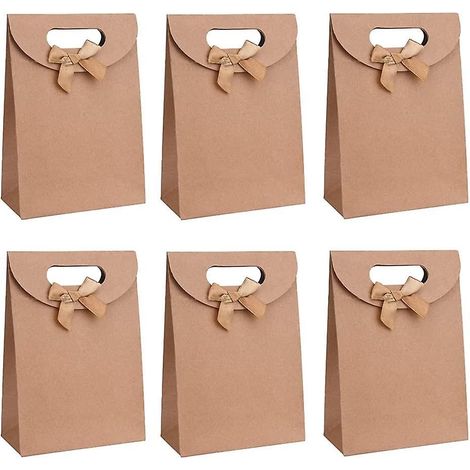 Packung mit 20 Geschenktüten aus Kraftpapier mit Henkel, braune Farbe.