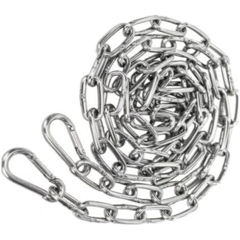 Chaîne en Acier inoxydable 3mm 2m Chaine Acier + 2 pcs Mousqueton Chaîne de Maillon d'extension pour Accrocher Chaîne d'ancre (1/5)