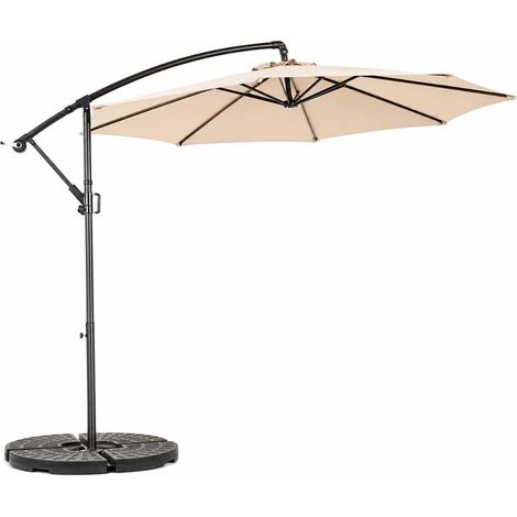 Parasol déporté 3 m inclinable à manivelle vert clair (1/5)