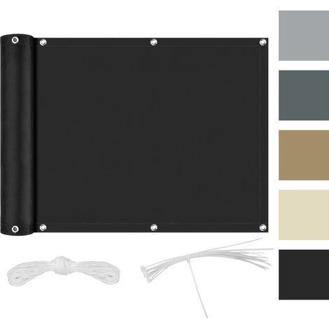 (Noir, 90x500CM) Clôture d'intimité extérieure, tissu pare-soleil imperméable et résistant aux UV, convient aux balcons et aux cours. (1/4)