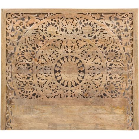 Made In Meubles – Tête de lit en bois de manguier sculpté 140x160 cm – Design vintage sculpté – Entretien facile avec chiffon doux (1/5)