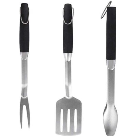 QORVA-Ensemble barbecue en acier inoxydable - Fourchette à barbecue d'extérieur - Pince à barbecue multifonctionnelle - Spatule à barbecue professionnelle - Kit d'ustensiles de barbecue - Outils de ba