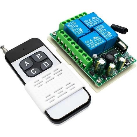 Interrupteur relais sans fil universel 433 MHz à 4 canaux, télécommande 220 V CA pour portes de garage, éclairage et systèmes de sécurité (1/5)