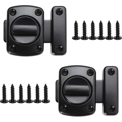 Loquet de Porte Sécurité Rotatif Serrure de Verrou de Porte Loquet Porte en Alliage de Zinc Serrure de Porte Tournante avec Vis pour Porte d'armoire de Porte de Salle de Bain 2 Pièces(Noir)42x30mm (1/5)