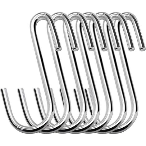 Lot de 20 crochets en S robustes en forme de S de 6 cm pour cuisine, salle de bain, chambre à coucher et bureau (argenté) (1/5)