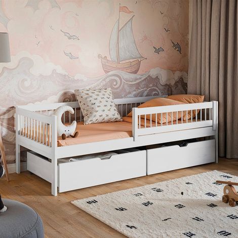 Letto 90x190 rete a doghe e cassetti inclusi Edouard Bianco (1/3)