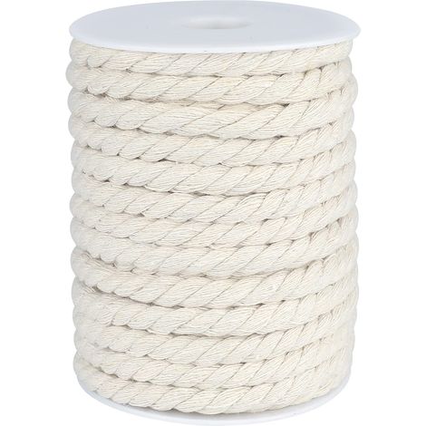 18m Corde en Coton,8mm Cordon en Coton Beige,Grosse Corde Macramé (1/5)