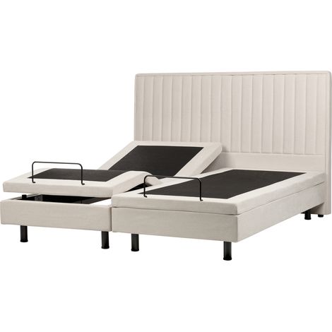 Cama articulada eléctrica moderna mando a distancia ajustable tapicería de tela beige claro 180 x 200 cm Duke II