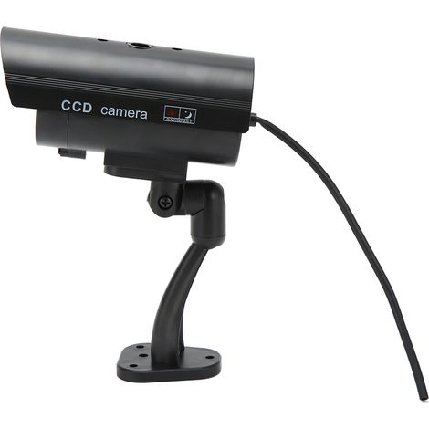 Fausse caméra de sécurité, fausse caméra de surveillance CCTV simulée avec autocollant d'avertissement lumineux rouge clignotant réaliste (1/5)