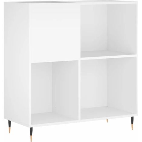 Amplio mueble clásico para discos 84,5 x 38 x 89 cm mueble robusto de estilo industrial en madera blanca 020049159 (1/5)