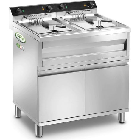 Friteuse 2x12 litres sur meuble - Fama