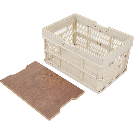 Panier de pique-nique pliable grande capacité, boîte de rangement de camping portable multifonction gris blanc (1/5)