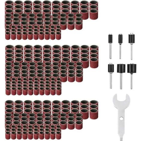 Lntyq Kit de ponçage de tambour de 307 pièces, grain 80, grain 120, 240, manchon de tambour pour perceuse à ongles, accessoires d'outils rotatifs