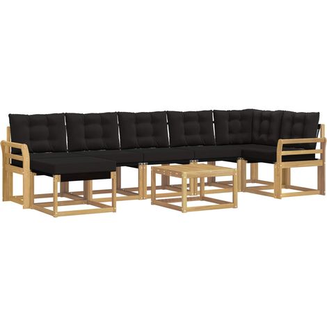 Conjunto de sofás de exterior 8 uds. Blanco y Negro vidaXL (1/5)