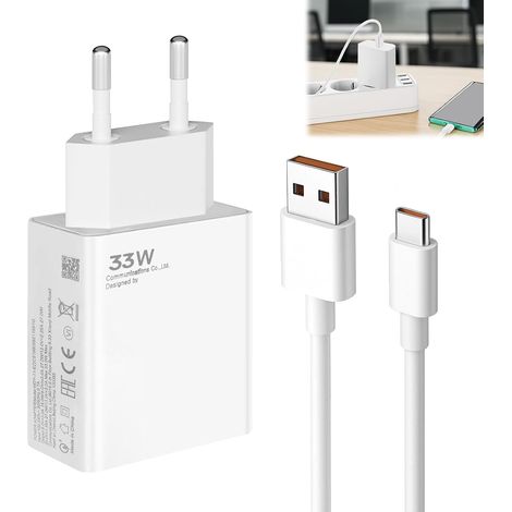 Chargeur 33W pour Xaomi, Chargeur Charge Rapide avec Câble USB C de 2M, Charge Rapide 33W Type C Compatible avec Xiaomi 13 12 Pro 11 Note 12 12S 11 11Pro 10 Poco X4 (1/5)