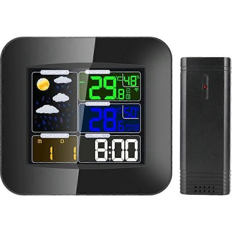 Station météo sans fil TS-75-US, écran LCD couleur, thermomètre, hygromètre, horloge de bureau, surveillance météorologique numérique (1/5)