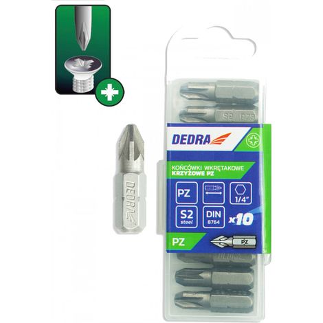Punta cacciavite Dedra 18a01pz10-10 durezza resistente urti 25mm 10 pezzi