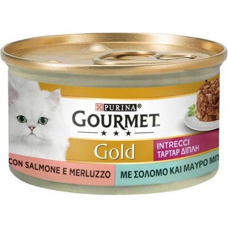 purina gourmet gold intrecci di gusto salmone e merluzzo per gatti - 85 gr