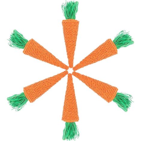 Lot de 6 molaires tissées pour lapins, accessoires de Pâques en forme de carotte, jouets pour animaux de compagnie (1/5)