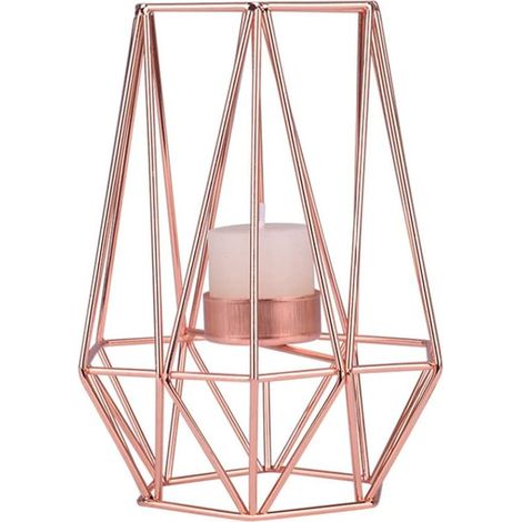 Support À Bougie - En Fer Forgé - Forme Géométrique - Pour Table Intérieure Extérieure - Lot De 2 (1/5)