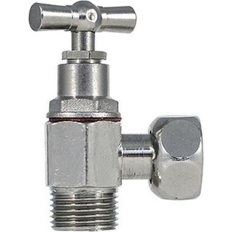 Robinet D'arrêt Équerre - Laiton Brut - 3/8 Pouces Mâle/Femelle - Pour Réservoir WC Alimentation Latérale - 1 Pièce (1/3)