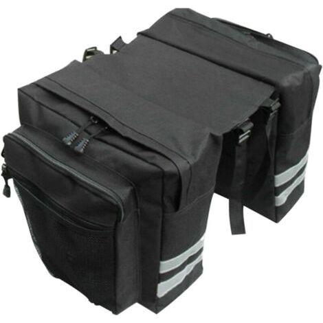 Lot de 2 sacoches de vélo pour vélo de montagne - En PVC étanche - Accessoire de vélo - Résistant à la déchirure - Bandes réfléchissantes à l'arrière - Convient pour les vélos, VTT, etc Noir (1/5)