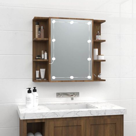 Teenpull – Spiegelschrank mit LED Braun Eichen-Optik 70x16,5x60 cm (1/5)