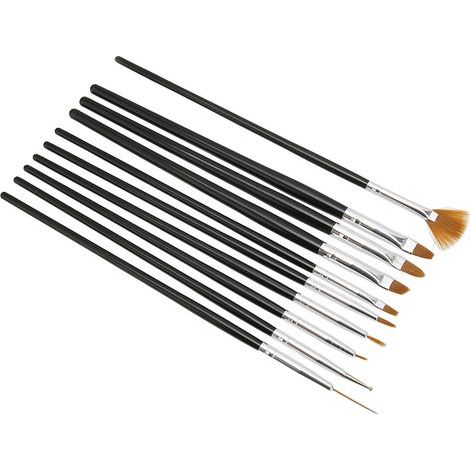 Lot de 10 Pinceaux Longs Manche pour Miniature, Détails Peinture Acrylique, Huile et Aquarelle Artiste (1/5)
