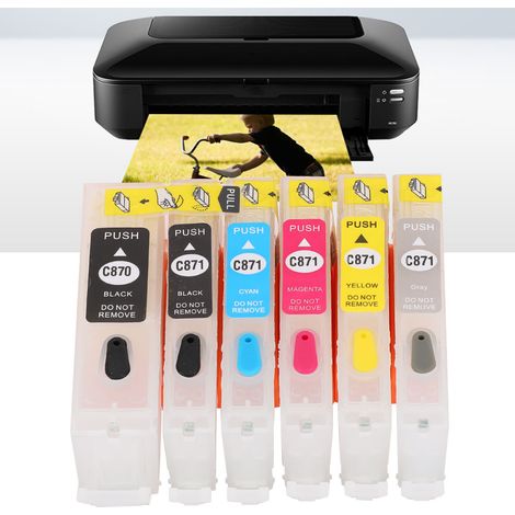 Lot de 5 cartouches d'encre pour imprimante Canon - PGI-870BK CLI-871BK, Cyan, Magenta, Jaune, Gris (1/5)
