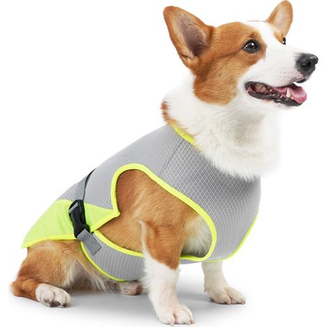 Manteau chien imperméable respirant, harnais intégré (XL, gris clair, poitrine 72-95 cm, dos 56-66 cm) (1/4)